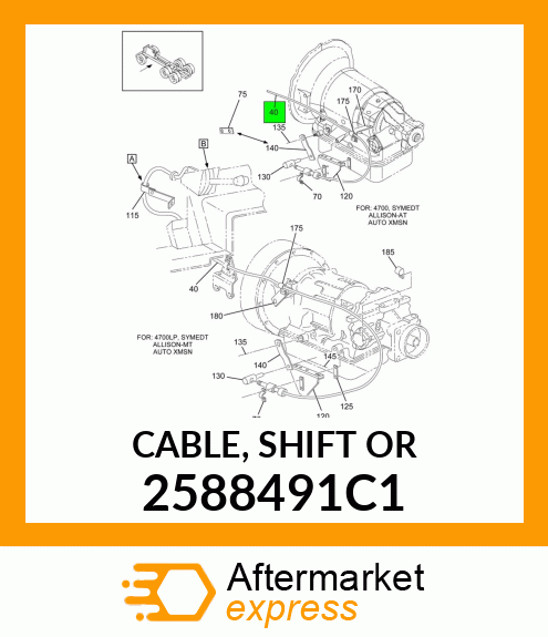 CABLE, SHIFT SELECTOR 2588491C1