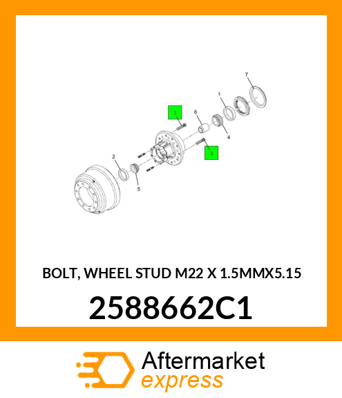 BOLT, WHEEL STUD M22 X 1.5MMX5.15 2588662C1