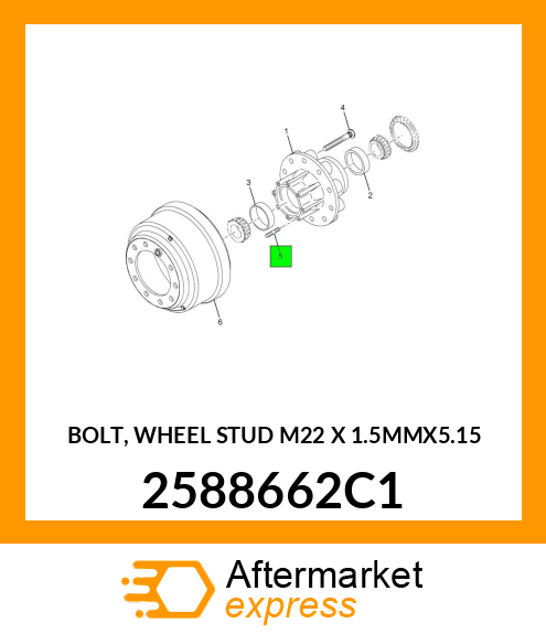 BOLT, WHEEL STUD M22 X 1.5MMX5.15 2588662C1