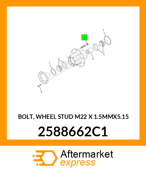 BOLT, WHEEL STUD M22 X 1.5MMX5.15 2588662C1