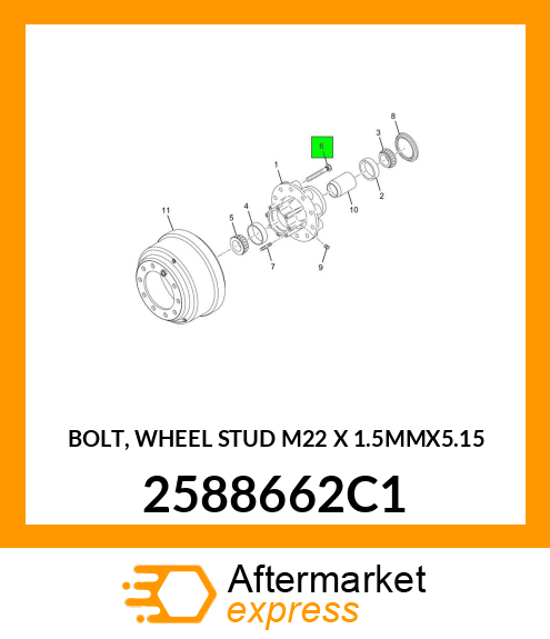 BOLT, WHEEL STUD M22 X 1.5MMX5.15 2588662C1