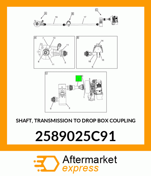SHAFT, TRANSMISSION TO DROP BOX COUPLING 2589025C91