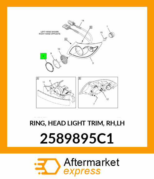 RING, HEAD LIGHT TRIM, RH,LH 2589895C1