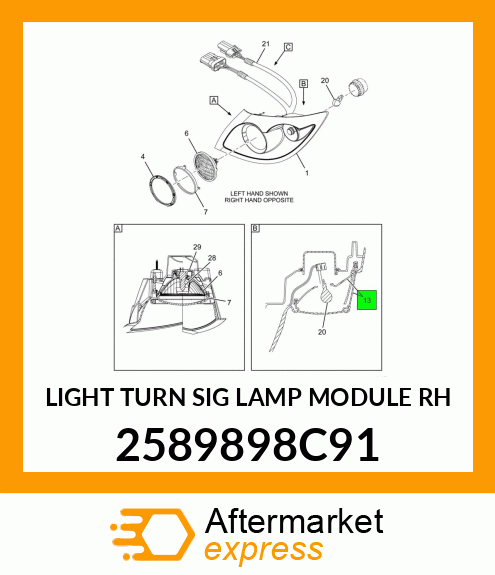 LIGHT TURN SIG LAMP MODULE RH 2589898C91