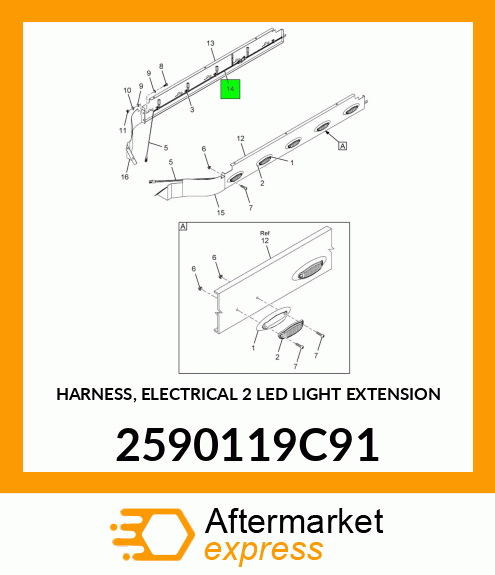 HARNESS, ELECTRICAL 2 LED LIGHT EXTENSION 2590119C91