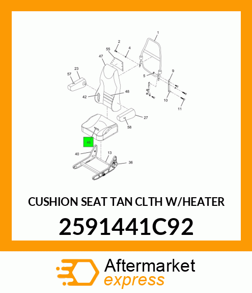 CUSHION SEAT TAN CLTH W/HEATER 2591441C92