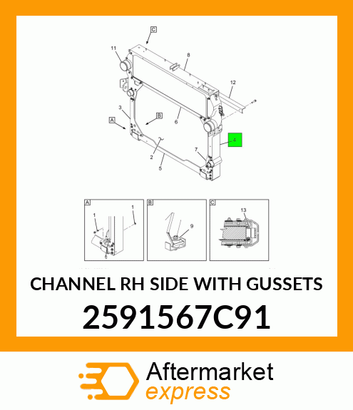 CHANNEL RH SIDE WITH GUSSETS 2591567C91