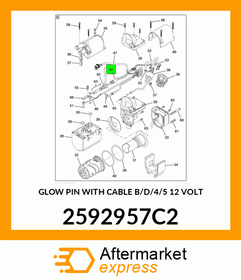 GLOW PIN WITH CABLE B/D/4/5 12 VOLT 2592957C2