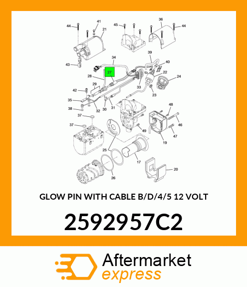 GLOW PIN WITH CABLE B/D/4/5 12 VOLT 2592957C2