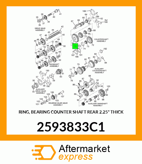 RING, BEARING COUNTER SHAFT REAR 2.25" THICK 2593833C1