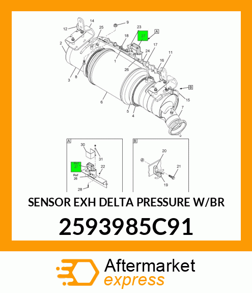 SENSOR EXH DELTA PRESSURE W/BR 2593985C91