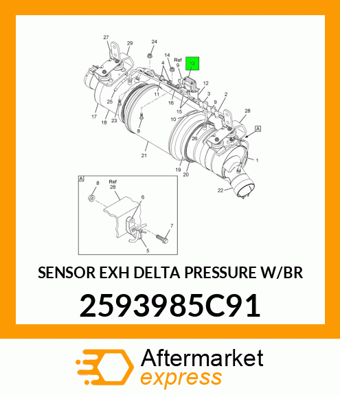 SENSOR EXH DELTA PRESSURE W/BR 2593985C91