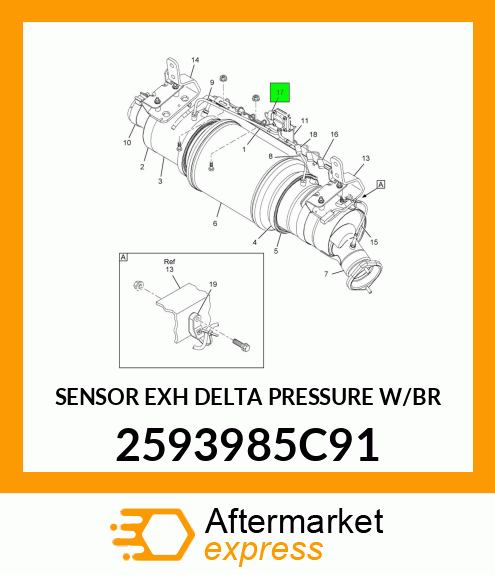 SENSOR EXH DELTA PRESSURE W/BR 2593985C91