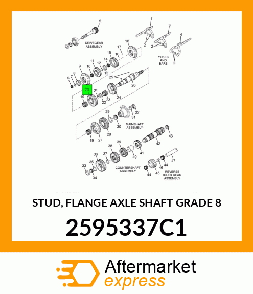 STUD, FLANGE AXLE SHAFT GRADE 8 2595337C1