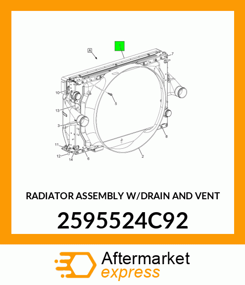 RADIATOR ASSEMBLY W/DRAIN AND VENT 2595524C92