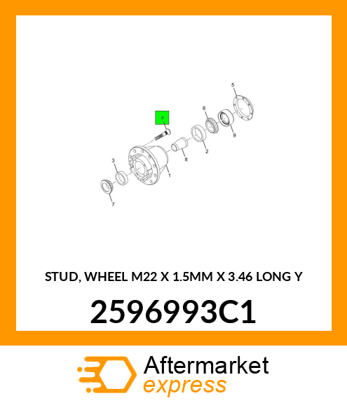 STUD, WHEEL M22 X 1.5MM X 3.46 LONG Y 2596993C1