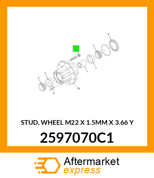 STUD, WHEEL M22 X 1.5MM X 3.66 Y 2597070C1