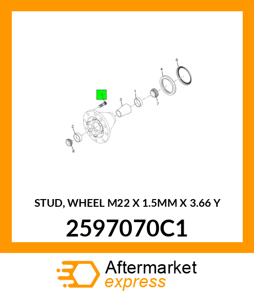 STUD, WHEEL M22 X 1.5MM X 3.66 Y 2597070C1