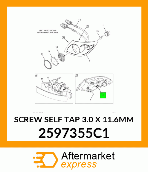 SCREW SELF TAP 3.0 X 11.6MM 2597355C1