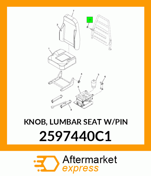 KNOB, LUMBAR SEAT W/PIN 2597440C1