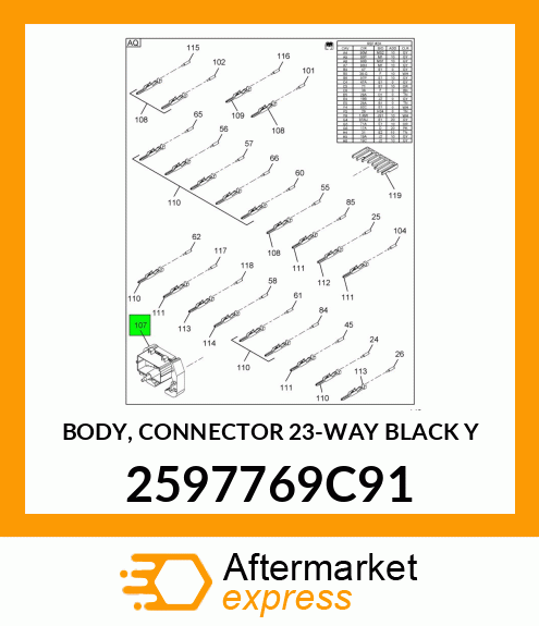 BODY, CONNECTOR 23-WAY BLACK Y 2597769C91