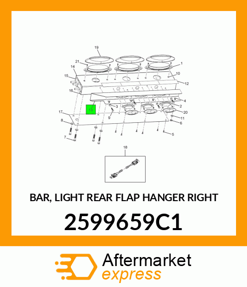 BAR, LIGHT REAR FLAP HANGER RIGHT 2599659C1