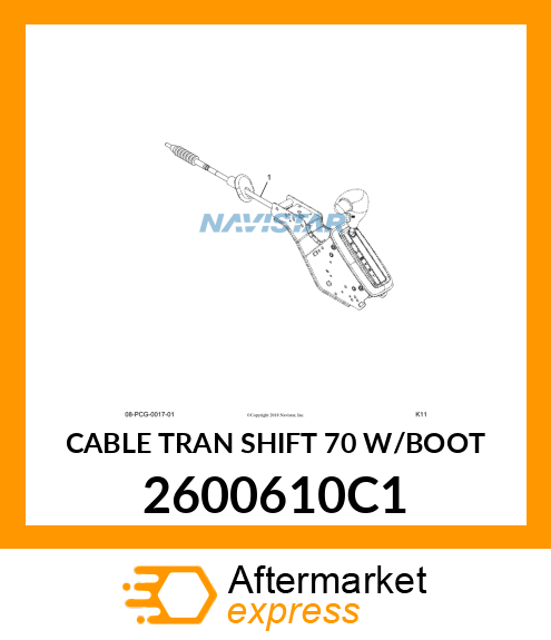 CABLE TRAN SHIFT 70" W/BOOT 2600610C1