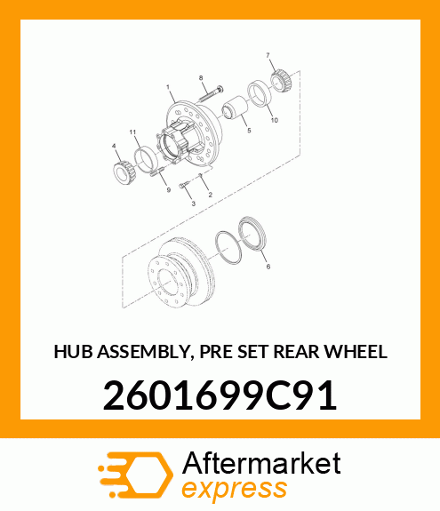 HUB ASSEMBLY, PRE SET REAR WHEEL 2601699C91