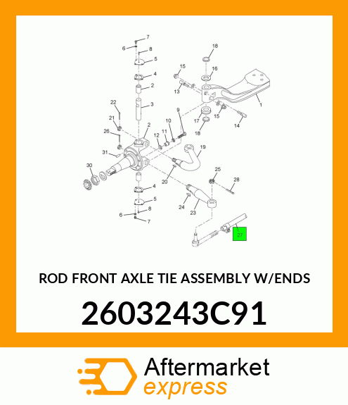 ROD FRONT AXLE TIE ASSEMBLY W/ENDS 2603243C91