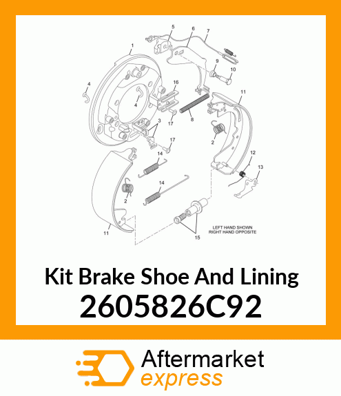 Kit Brake Shoe And Lining 2605826C92