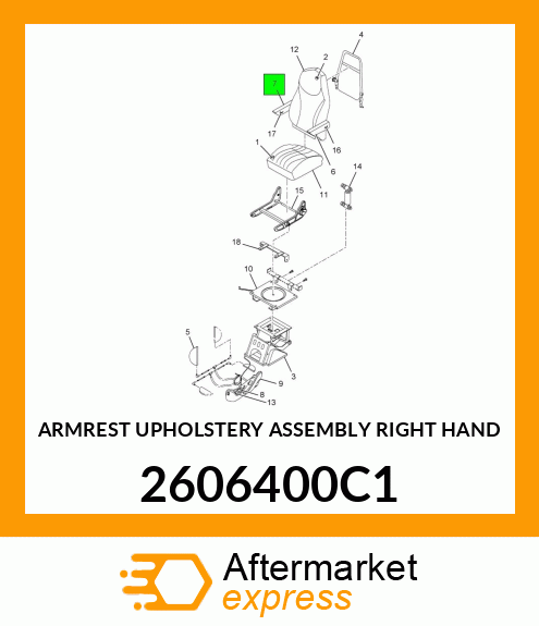 ARMREST UPHOLSTERY ASSEMBLY RIGHT HAND 2606400C1