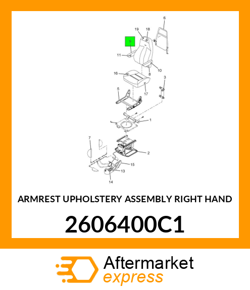 ARMREST UPHOLSTERY ASSEMBLY RIGHT HAND 2606400C1