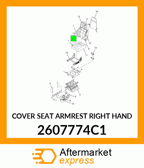 COVER SEAT ARMREST RIGHT HAND 2607774C1