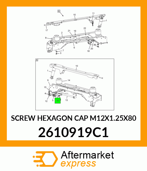 SCREW HEXAGON CAP M12X1.25X80 2610919C1