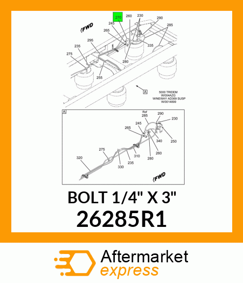 BOLT 1/4" X 3" 26285R1