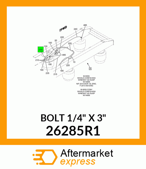 BOLT 1/4" X 3" 26285R1