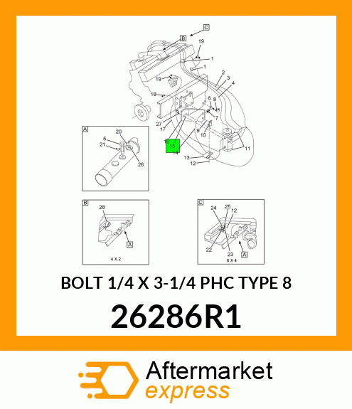 BOLT 1/4 X 3-1/4 PHC TYPE 8 26286R1