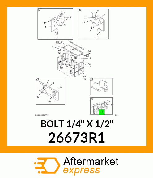 BOLT 1/4" X 1/2" 26673R1