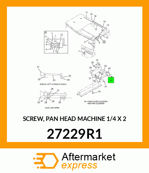 SCREW, PAN HEAD MACHINE 1/4" X 2" 27229R1