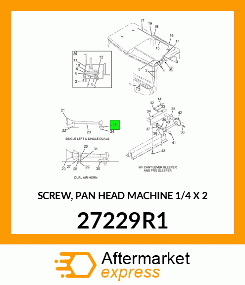 SCREW, PAN HEAD MACHINE 1/4" X 2" 27229R1