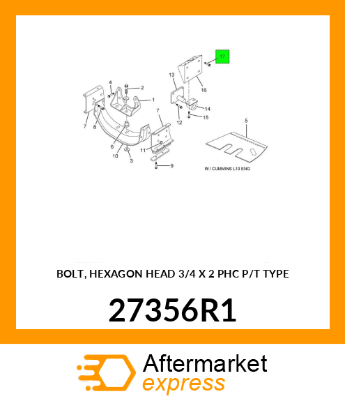 BOLT, HEXAGON HEAD 3/4 X 2 PHC P/T TYPE 27356R1