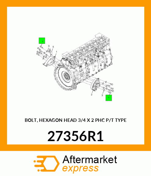 BOLT, HEXAGON HEAD 3/4 X 2 PHC P/T TYPE 27356R1