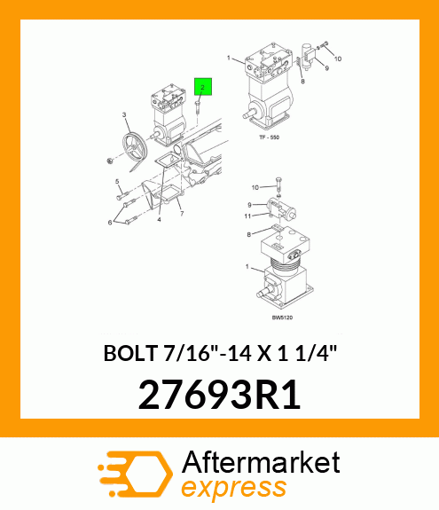 BOLT 7/16"-14 X 1 1/4" 27693R1