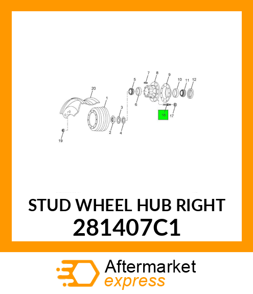 STUD WHEEL HUB RIGHT 281407C1