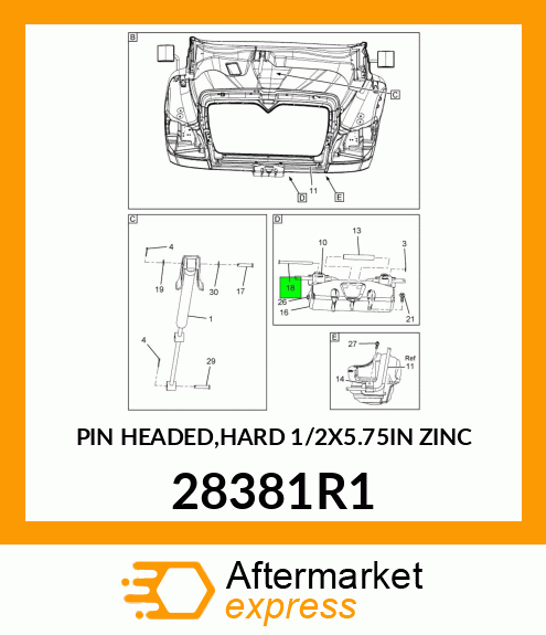 PIN HEADED,HARD 1/2X5.75IN ZINC 28381R1