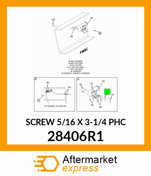 SCREW 5/16 X 3-1/4 PHC 28406R1