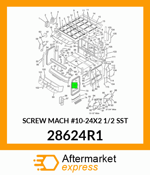 SCREW MACH #10-24X2 1/2 SST 28624R1