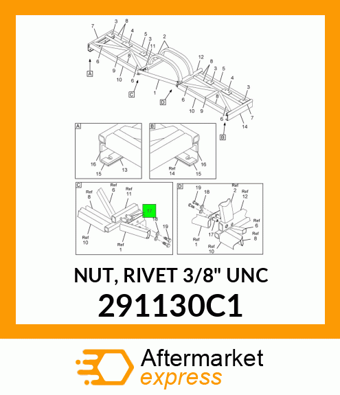 NUT, RIVET 3/8" UNC 291130C1