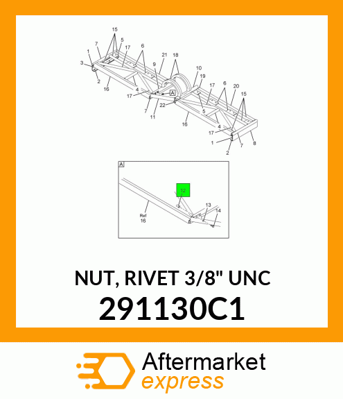 NUT, RIVET 3/8" UNC 291130C1