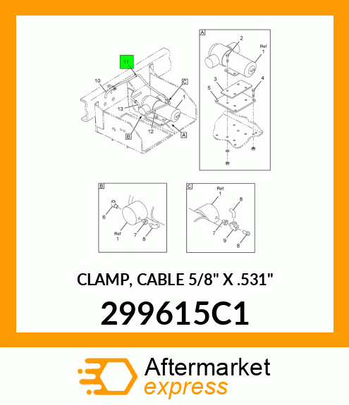 CLAMP, CABLE 5/8" X .531" 299615C1